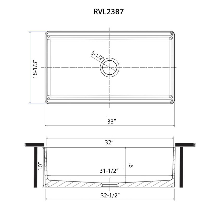 33'' L Double Bowl Fireclay Kitchen Sink, Biscuit