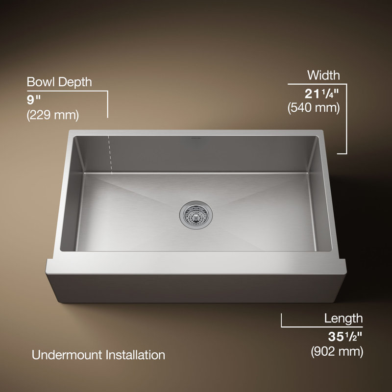 Strive 35.5" L x 21.25" W Self-Trimming Undermount Large Single-Bowl Kitchen Sink