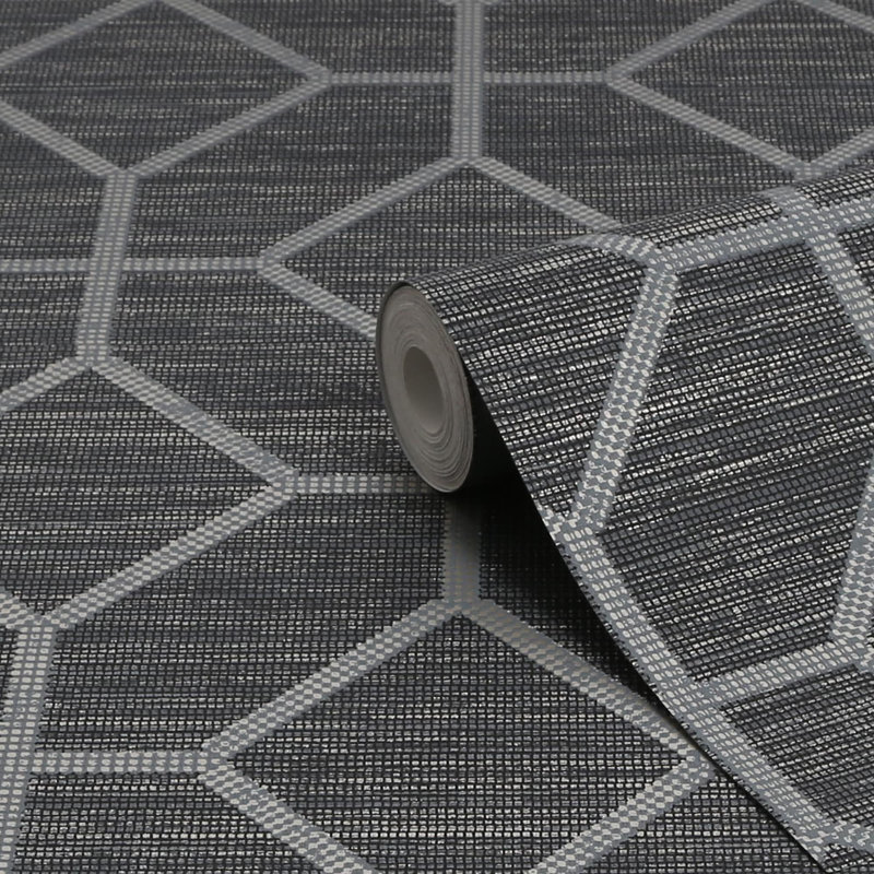 Boutique Asscher Geometric Wallpaper, Grey