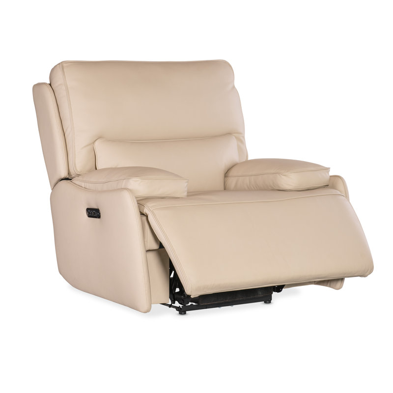 Oslo Ivory Leather Zero Gravity Power Recliner with Headrest