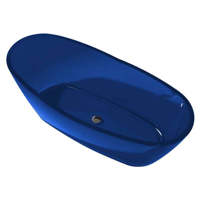 Ember 65.63'' x 32.5'' Soaking Stone Bathtub, Regal Blue