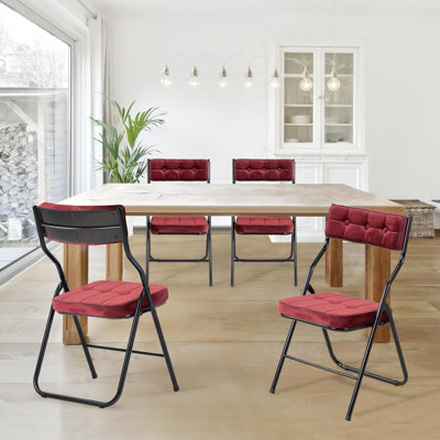 4-Pack Padded Folding Chairs – Portable Cushioned Dining Chairs for Guests