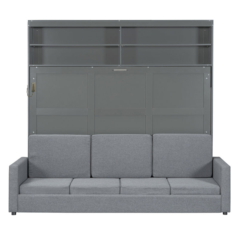 Grand lit escamotable mural avec canapé intégré, Gris