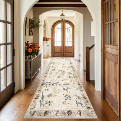 Animals Print Washable Thin Non-Slip Area Rug