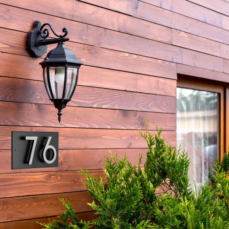 Floating Stand-Off 2-Number Horizontal Sign, Black /W/ Silver Modern Font Numbers, Yes