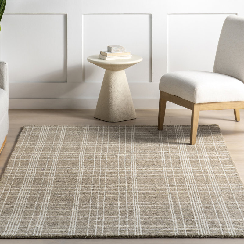 Giandomenica Plaid Wool Area Rug, Rectangle 7'6" x 9'6"
