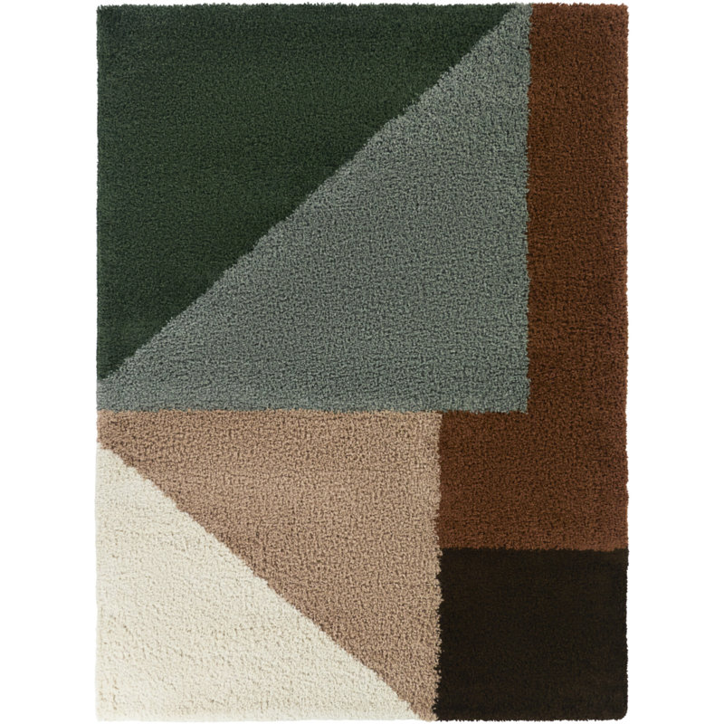 Jordan Blue/Green Color Block Geometric Area Rug, Rectangle 5'3" x 7'