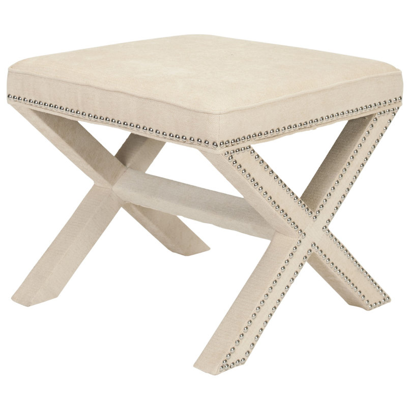 Nixon 20.5" Wide Velvet Square Standard Ottoman, Taupe Cotton