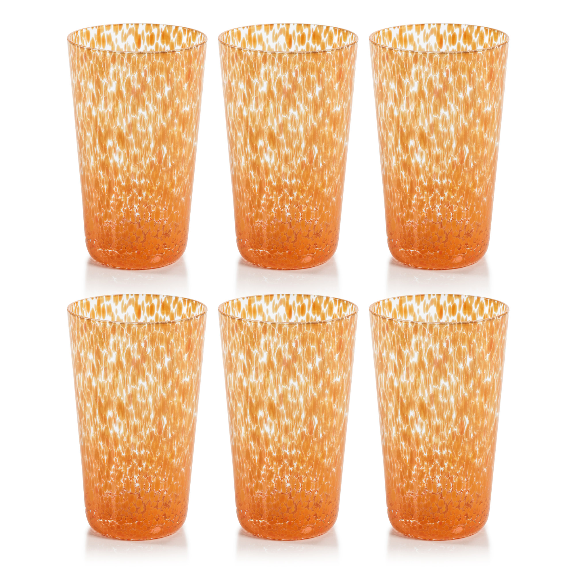 Willa Speckled Highball Glasses, Set of 6, Orange