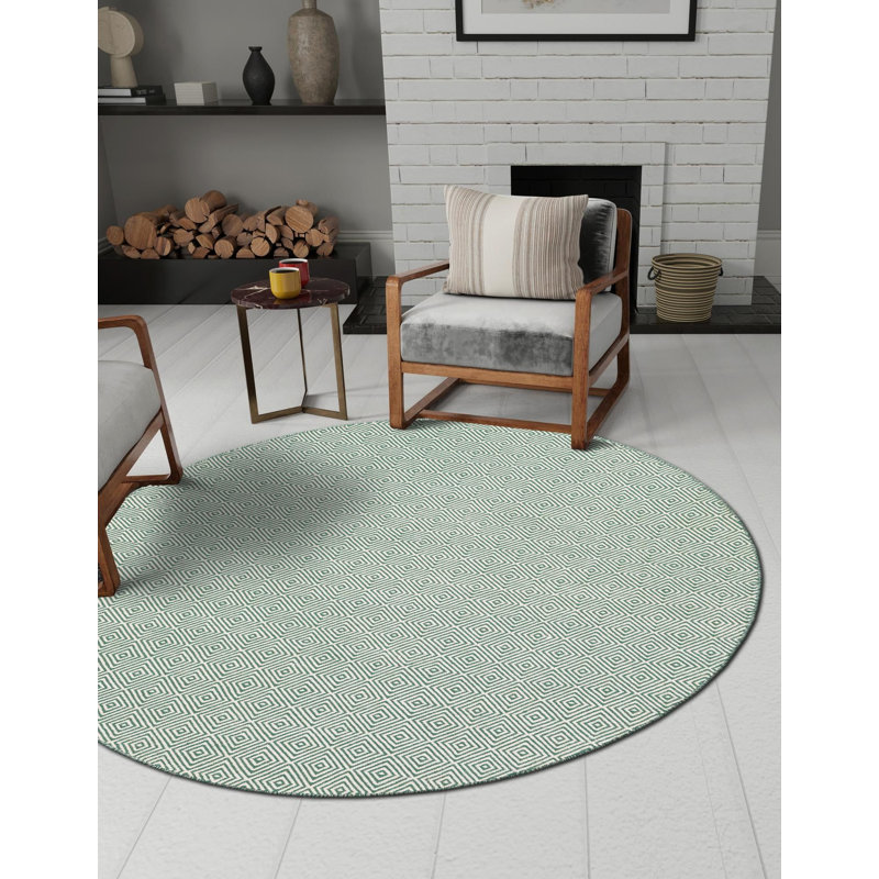 Tapis contemporain Contemporary vert, Rond 3 pi 1 po