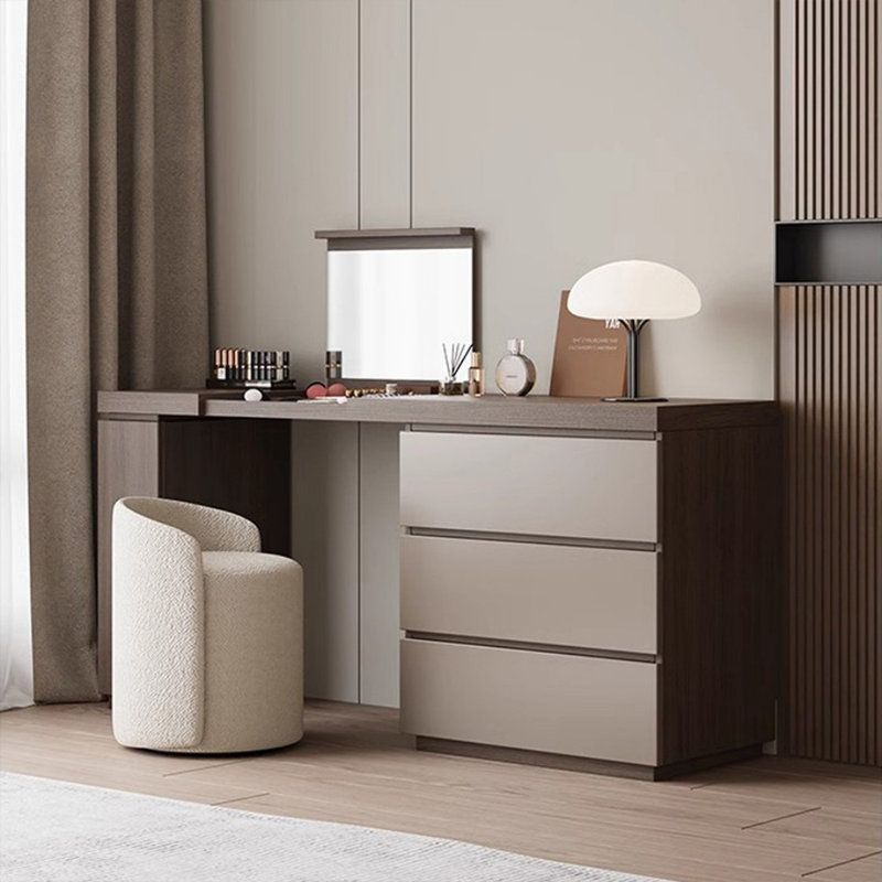 Coiffeuse avec miroir lumineux, 4 tiroirs, 1 chaise