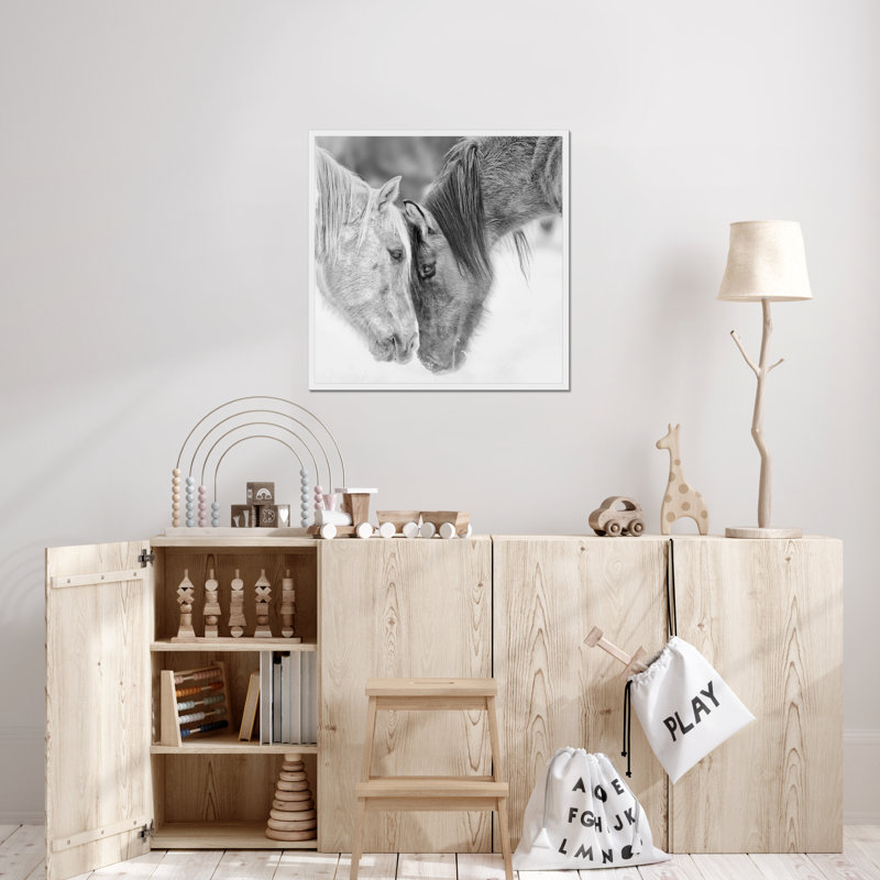 B&W Horses VII by PHBurchett - Print, 80cm H x 80cm W, White Framed Paper Print