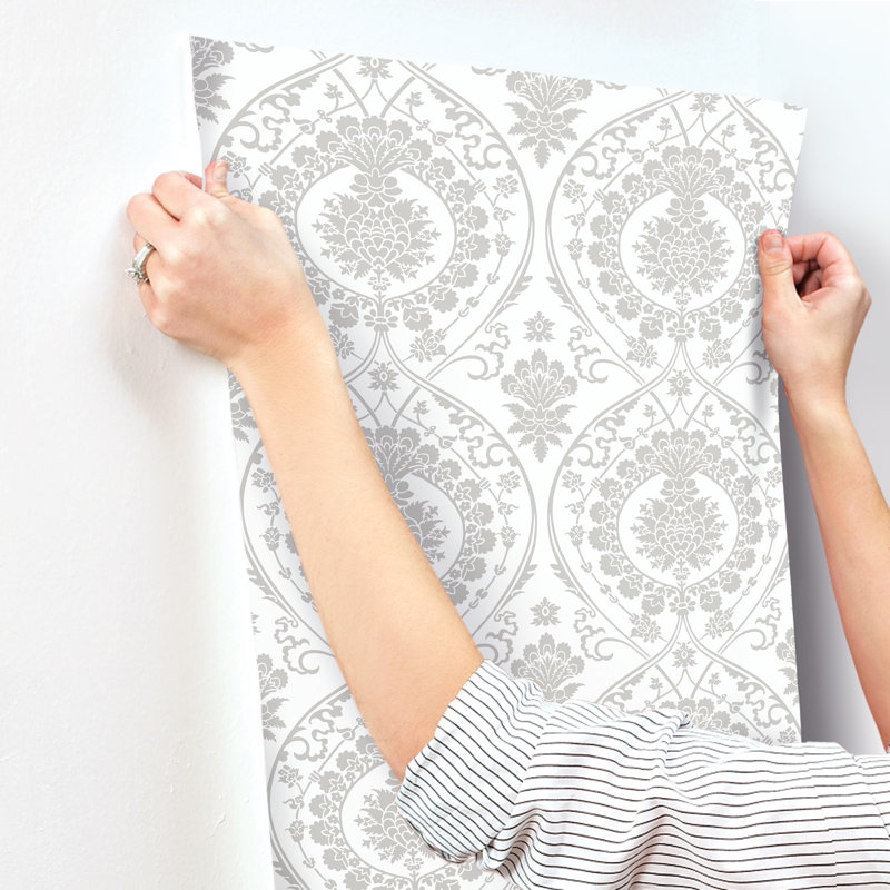 Rouleau de papier peint L 27 pi x l 27 po, Blanc/argenté