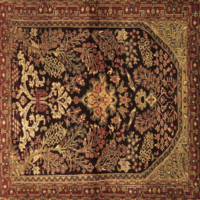 Tapis carré en laine / polyester tissé à la machine Shidler de style oriental brun / noir / vert 5 pi x 5 pi