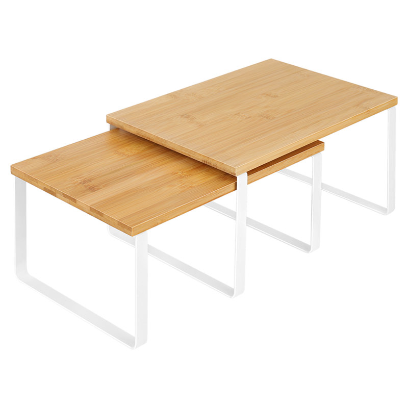 Ensemble de 2 paniers de rangement en bambou blanc