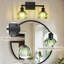 Applique murale de salle de bain 2 lumières en verre vert avec cadre en métal noir-822404660-822404650