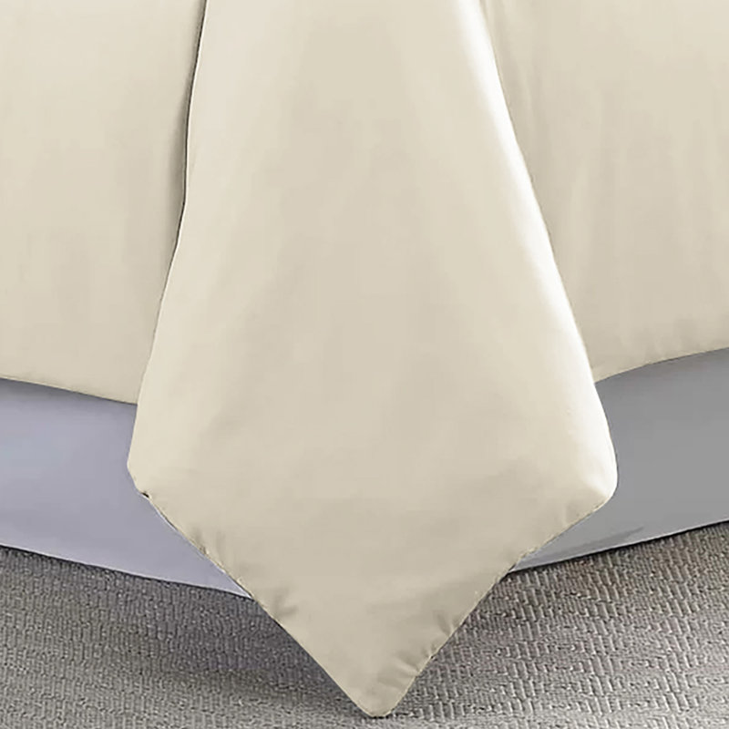 Humiston Solid Colour Duvet Cover Set with Pillowcases, Cream, Single Duvet Cover + 1 Standard Pillowcase