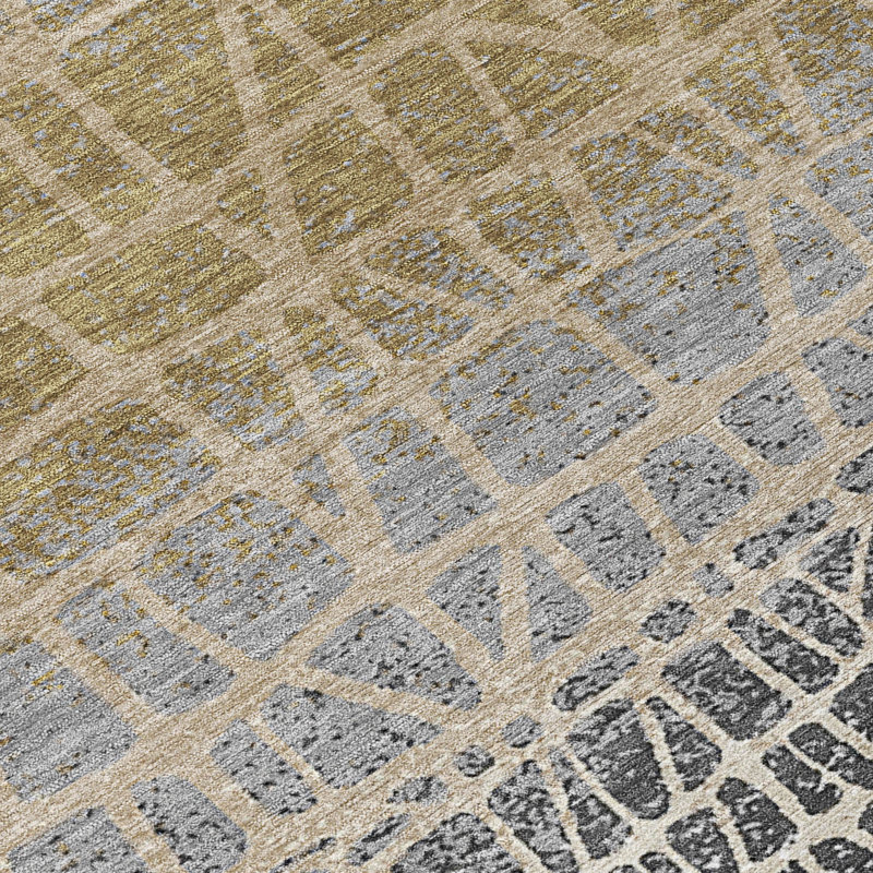 Machine Washable Indoor/Outdoor Raemoore ACN2404 Geometric Rug, Round 8'