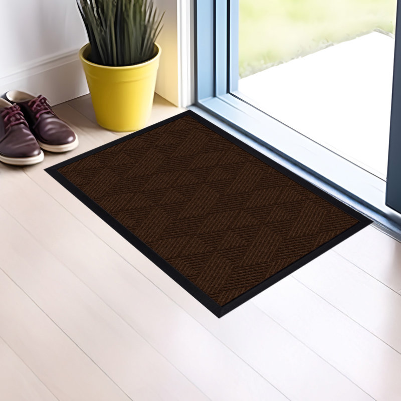 Paillasson brun à motif géométrique, l 23 po x L 35 po, Brun