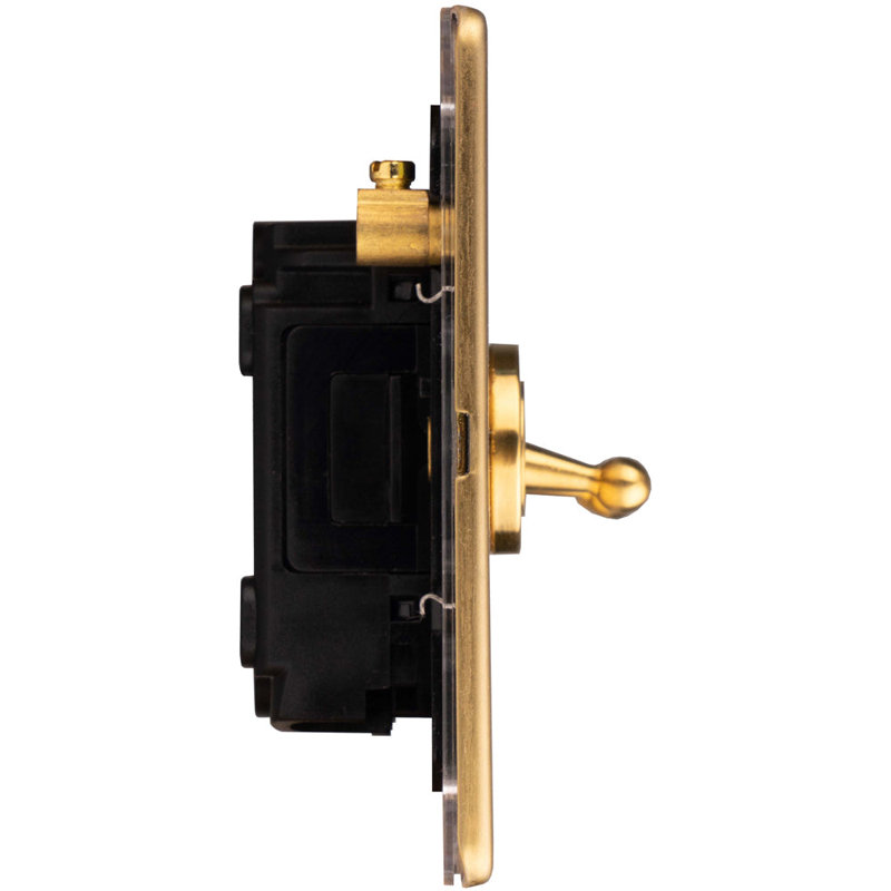 2 PACK 4 Gang Quad Retro Toggle Light Switch SCREWLESS POLISHED CHROME 10A 2 Way, Brass, Gold