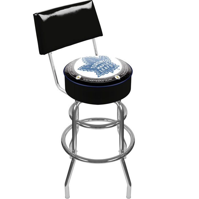 NHL Swivel Upholstered Counter Stool with Metal Frame, Toronto Maple Leafs Vintage