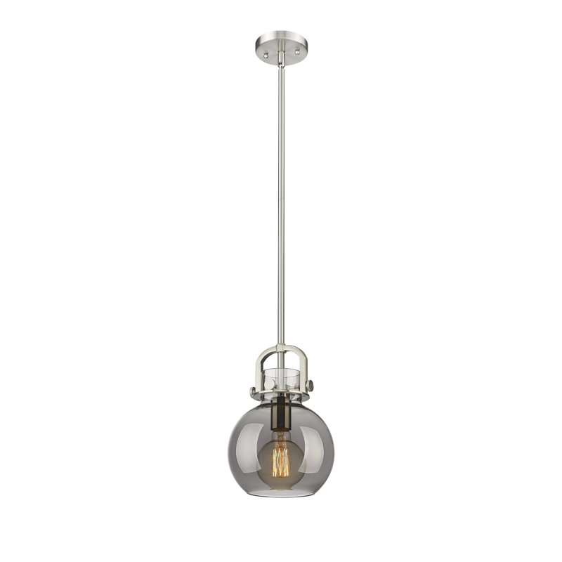 Luminaire suspendu à 1 tige Sligo, Plaqué couleur fumée, Nickel satiné, H 11,25 po x l 8 po x P 8 po