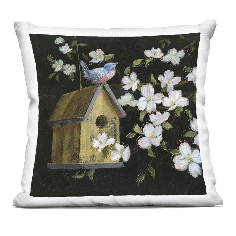 Coussin décoratif Night Birdhouse, Maison d'oiseaux noirs 1