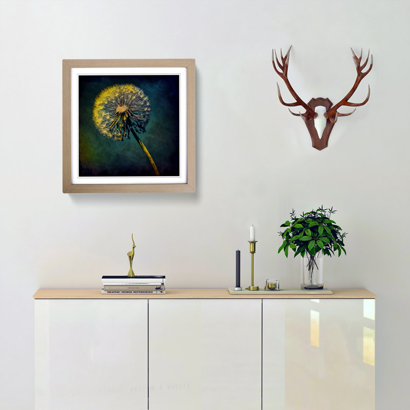 Dandelion Post-Impressionism - Framed Print, Oak