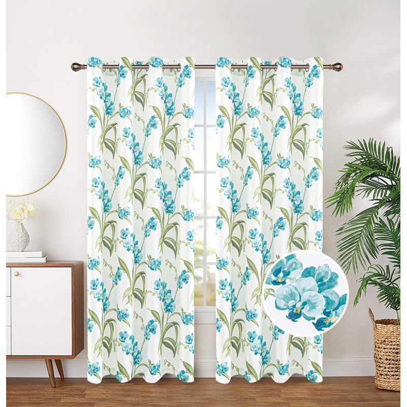 Floral Blackout Pair, Aqua