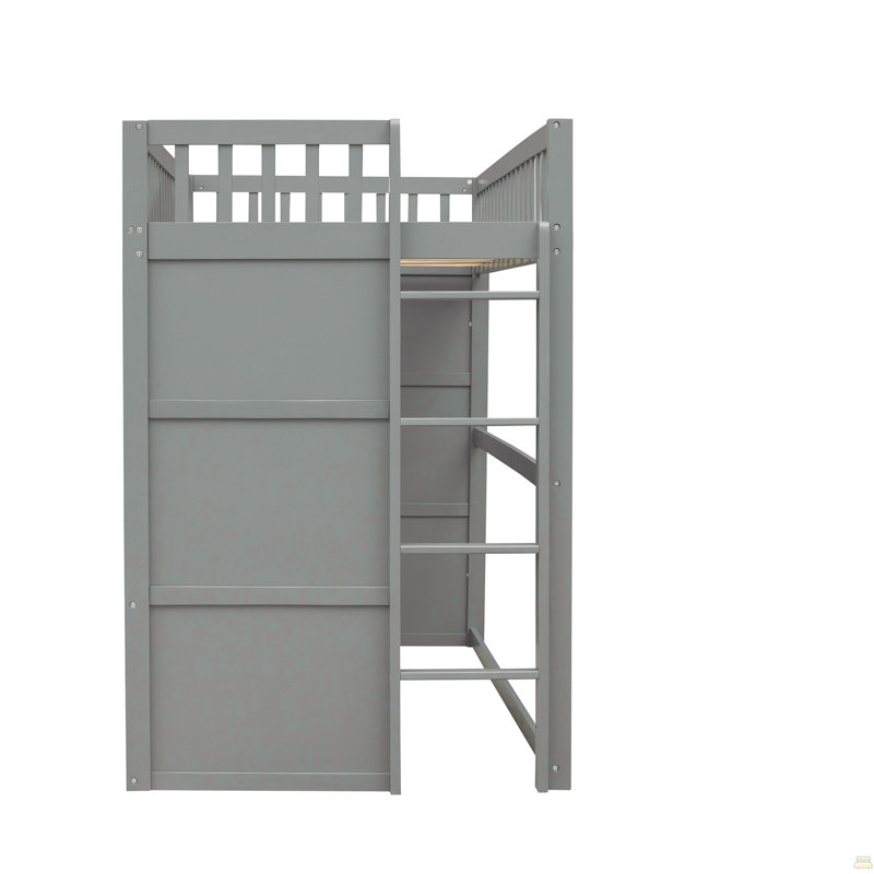 Lit mezzanine simple avec échelle - gris