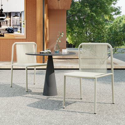 Zechariah Outdoor PE Rattan Stacking Dining Chairs