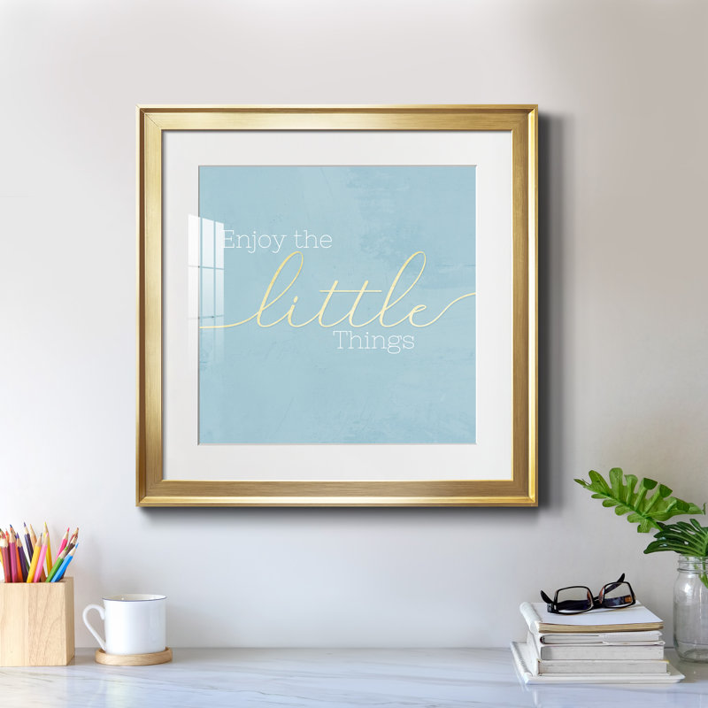 Enjoy the Little Things - Reproduction d'art textuel sur papier encadré, H 17,5 po x l 17,5 po x P 1,5 po