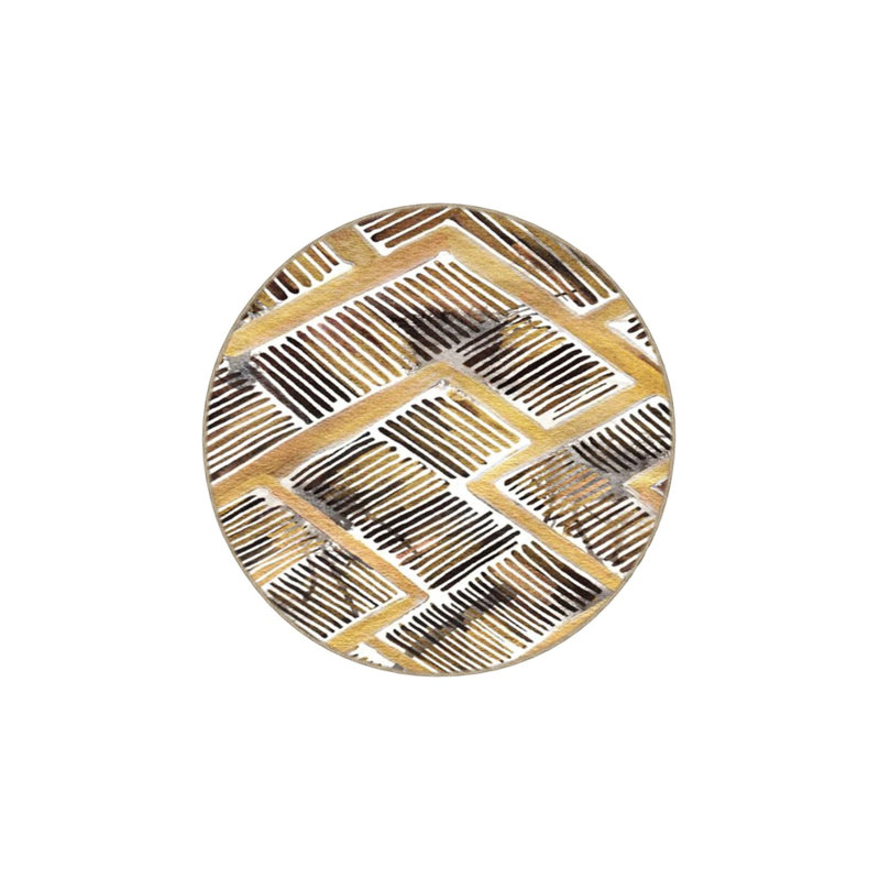 Soft Textured Checkered Woven Base Washable Carpet, Round 4'