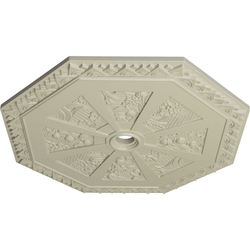 Médaillon de plafond octogonal 29 x 8 po x P 2 1/4 po x P 1 1/8 po (convient aux auvents jusqu'à 3 po), Jaune clair