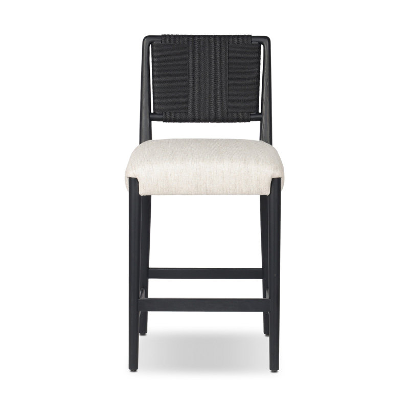 Rothler Stool-Alcala Wheat-Counter, Counter Stool (27” Seat Height), Essence Natural/Rayon/Viscose, Black Brushed Ash