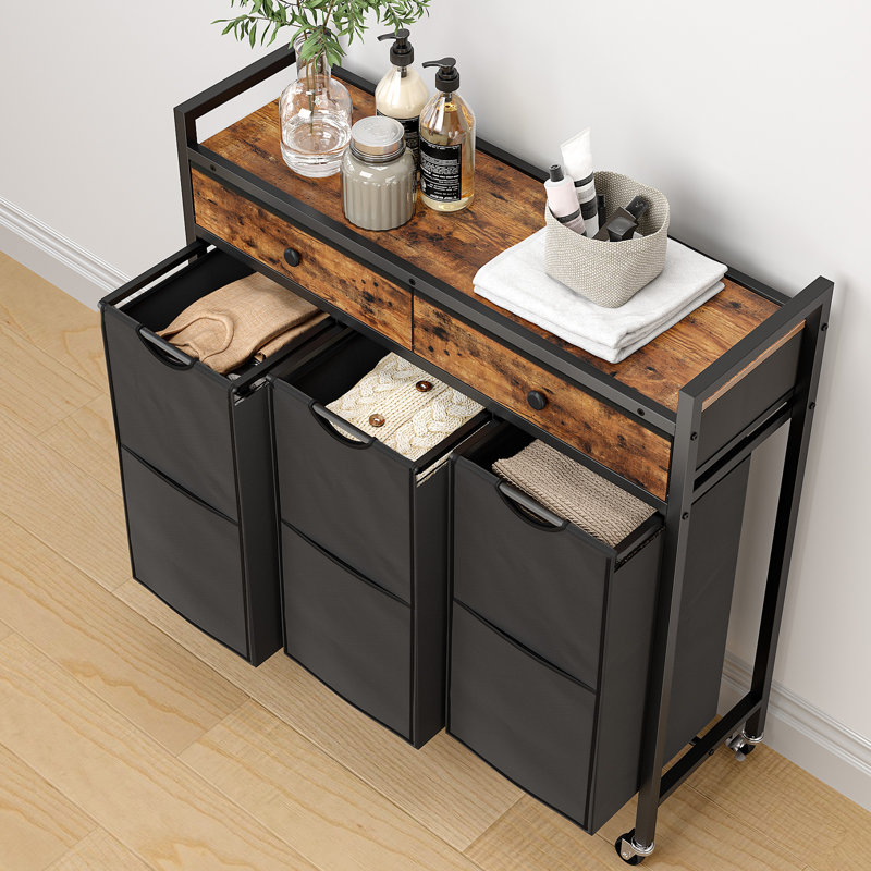 Manufactured Wood Laundry Cart with Wheels
