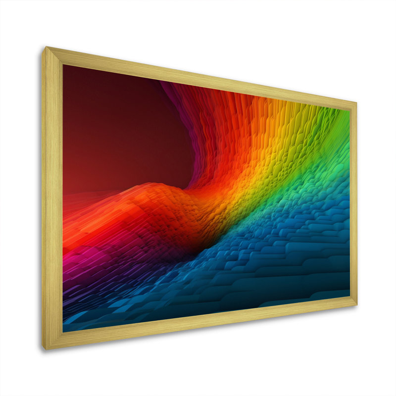 Waveforms Depicting Rainbow I - Print, 30" H x 40" W x 1.5" D, Gold Single Picture Framed