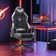 Adjustable Reclining Ergonomic Leather Swivel Computer And Racing Game Chair With Footstool(set of 2)