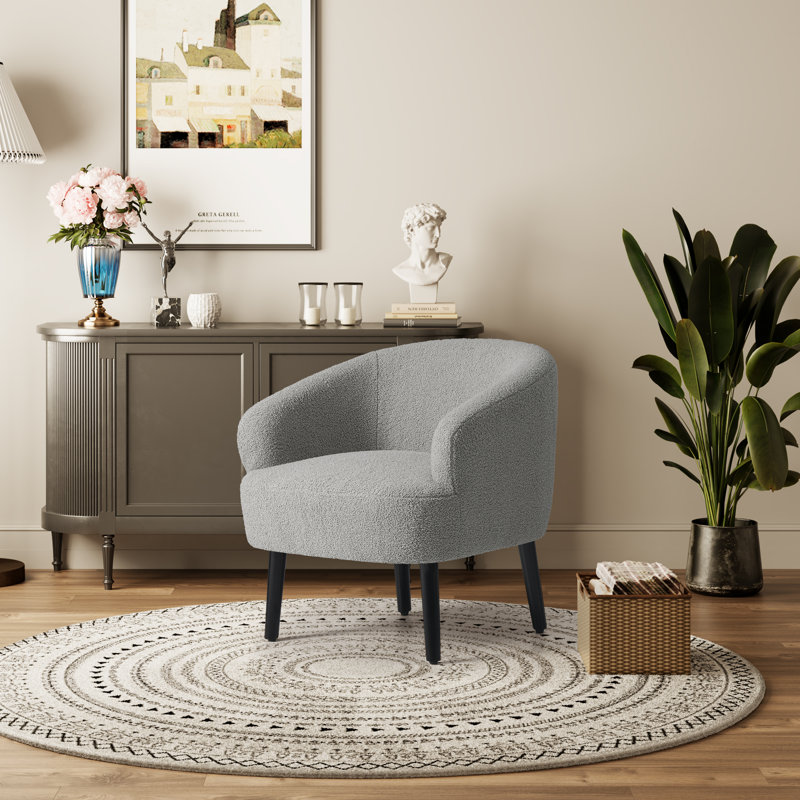 Bayville 29'' Wide Barrel Chair, Light Gray Polyester Blend
