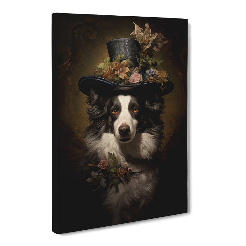 Border Collie Baroque Art - Print, 76cm H x 50cm W x 3cm D