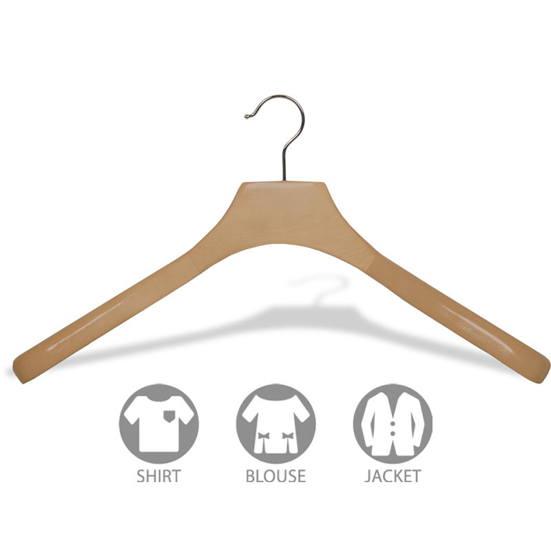 Cintre en bois avec crochet pivotant pour robe / chandail / chandail, Neutre / chrome