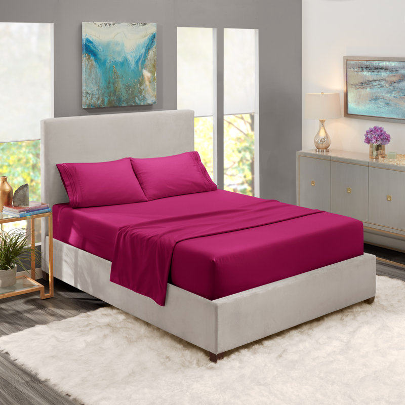  Ensemble de draps double brossé de luxe pour hôtel avec draps et taies d'oreiller très doux, Drap pour lit simple
