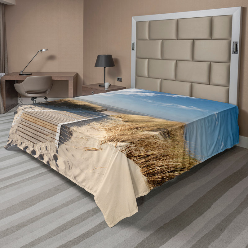 Drap-housse européen Ambesonne Allemagne paysage sable brun ciel bleu, Drap plat grand