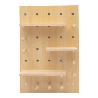 Wooden Rectangular Pegboard Combination Wall Organizer Kit