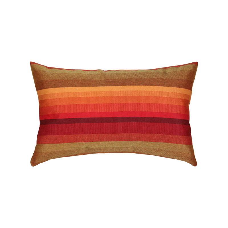 Sunbrella Fabric Astoria Sunset Red Striped Outdoor Patio Garden Polyester Filled Lumbar Throw Pillow Cover & Polyester Insert