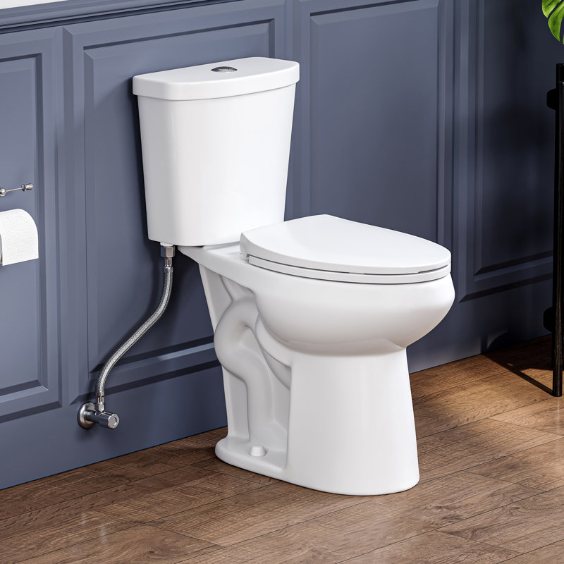 Elongated 18.9" Chair Height Two-Piece Toilet, 1.1/1.6 GPF Dual Flush, Soft-Close Seat, MaP 1000g, Top