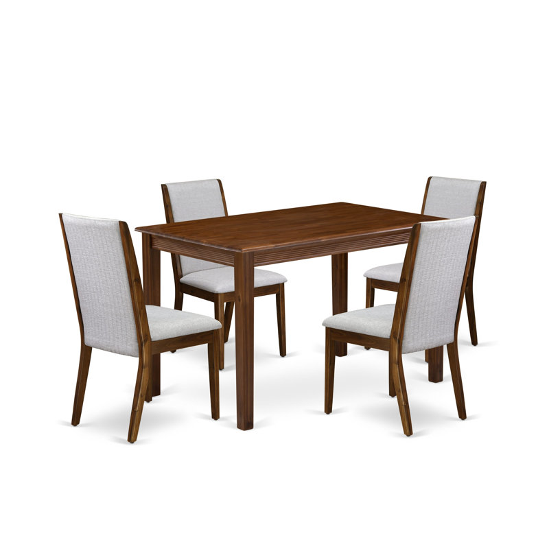 Ensemble de coin repas 5 pièces pour petits espaces comprenant une table de salle à manger rectangulaire et 4 chaises de cuisine Parson, noyer antique