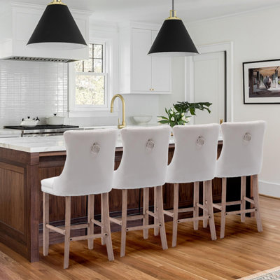 Modern Velvet Upholstered Bar Stools
