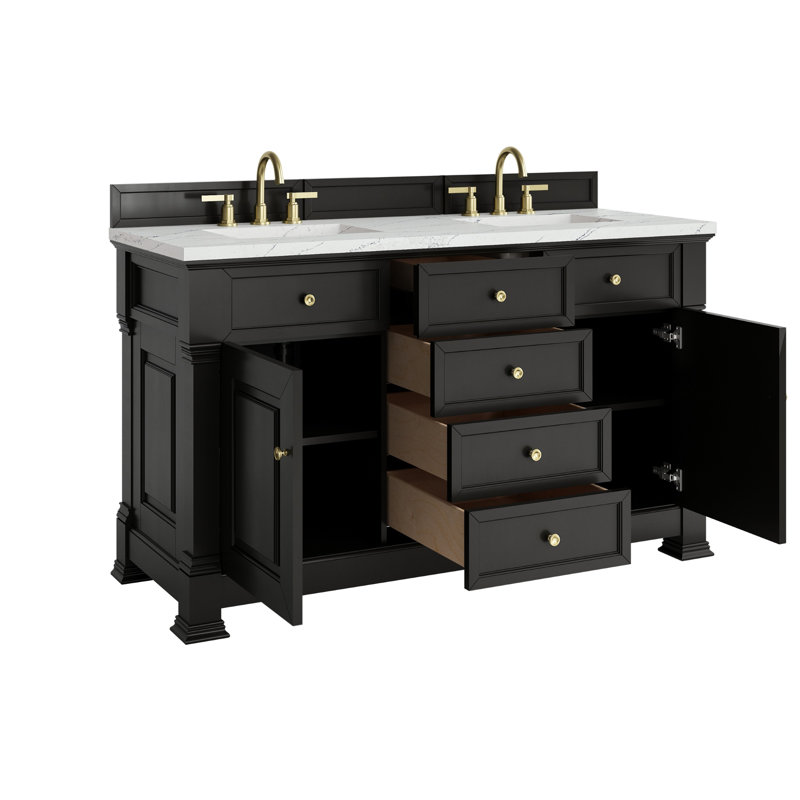 Brookfield 60'' W Double Vanity, Ethereal Noctis, Black Onyx, Widespread