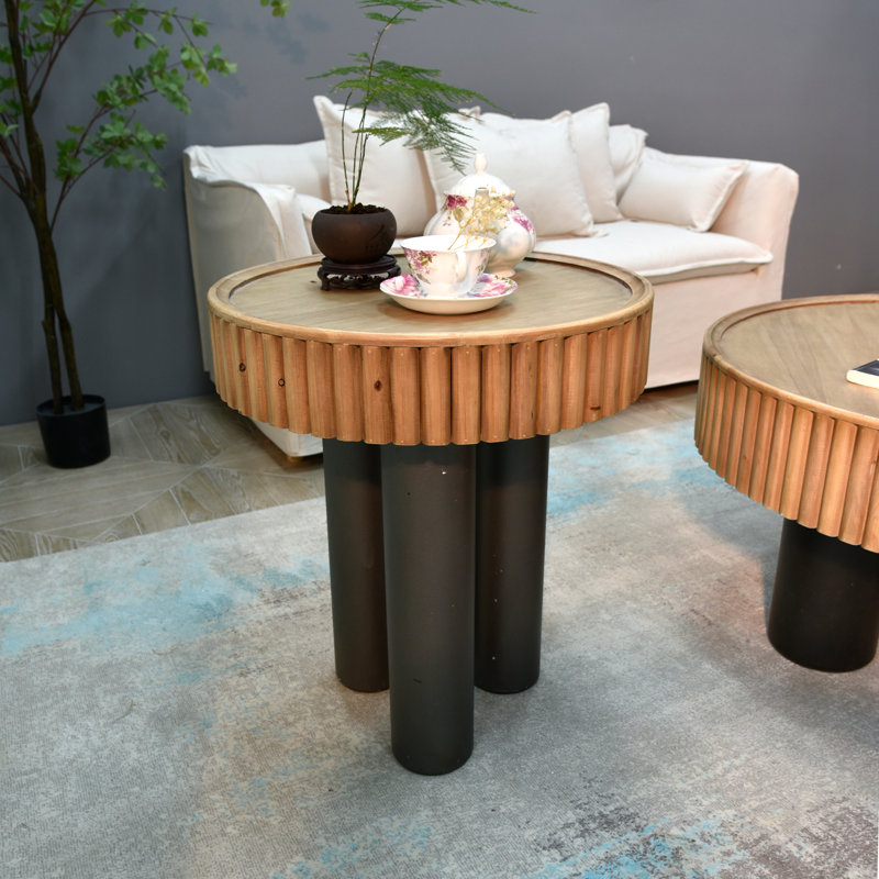Table basse décorative en bois avec 3 pieds amovibles